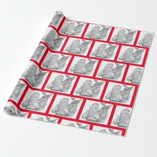 Papier Cadeau Père Noël et rennes