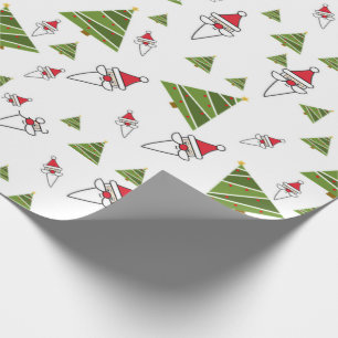 Papier Cadeau Père Noël et sapins de Noël