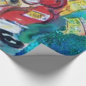 Papier Cadeau PÈRE NOËL ET SAX, FÊTE DE NOËL Bleu Nuit (Coin)