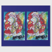 PAPIER CADEAU PÈRE NOËL ET SAX, PARTI NOËL (Plat)