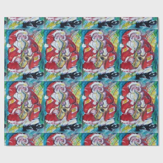 PAPIER CADEAU PÈRE NOËL ET SAX, PARTI NOËL (Plat)