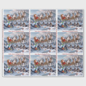 Papier Cadeau Père Noël et ses rennes Noël Personnaliser le text (Plat)