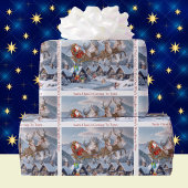 Papier Cadeau Père Noël et ses rennes Noël Personnaliser le text