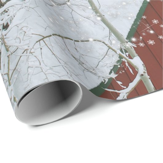 Papier Cadeau Père Noël et ses rennes volent le soir de Noël (Coin rond)