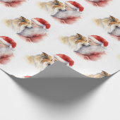 Papier Cadeau Père Noël et Sheltie (Coin)