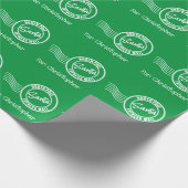 Papier Cadeau Père Noël express mail livraison Pôle Nord vert bl (Coin)