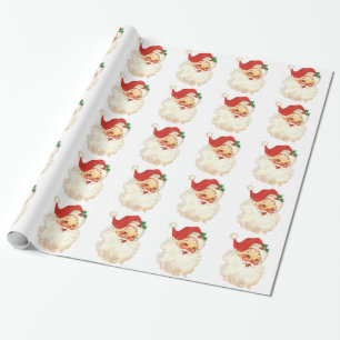 Papier Cadeau père Noël face vintage