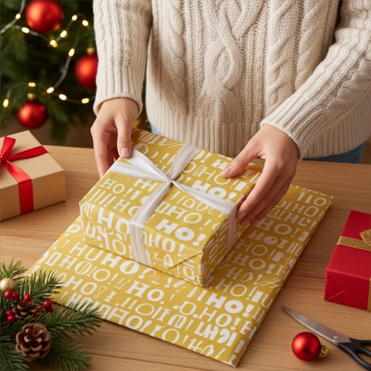 Papier Cadeau Père Noël Festive HO ! Oh ! Oh ! Salutation en Vie