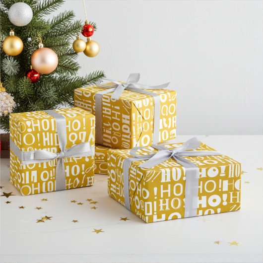 Papier Cadeau Père Noël Festive HO ! Oh ! Oh ! Salutation en Vie