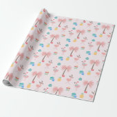 Papier Cadeau Père Noël Flamingo Pattern Amusant rose Tropical N (Déroulé)