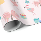 Papier Cadeau Père Noël Flamingo Pattern Amusant rose Tropical N (Coin rond)