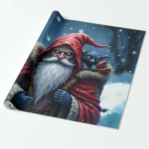 Papier Cadeau Père Noël Frostbite et son elfe de malice.