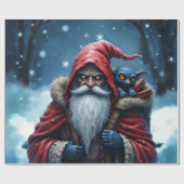 Papier Cadeau Père Noël Frostbite et son elfe de malice. (Plat)