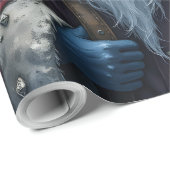 Papier Cadeau Père Noël Frostbite et son elfe de malice. (Coin rond)