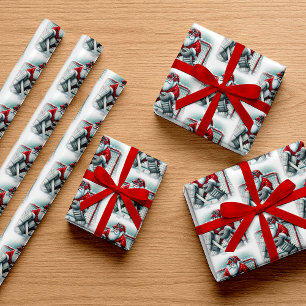 Papier Cadeau Père Noël Gardien de but de hockey Noël