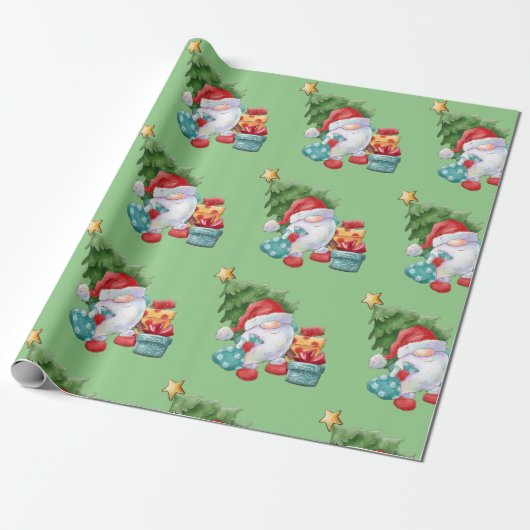 Papier Cadeau père Noël Gnome (Déroulé)