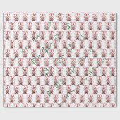 Papier Cadeau Père Noël Gnome avec arbres de Noël Arrière - plan (Plat)