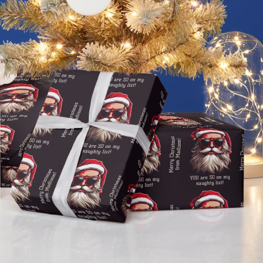 Papier Cadeau Père Noël Grumpy Texte Personnalisé (Vacances)
