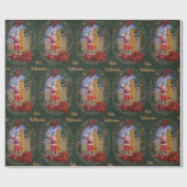 Papier Cadeau Père Noël hawaïenne avec planche de surf (Plat)