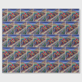 Papier Cadeau Père Noël Horse Racing Jockey Noël (Plat)