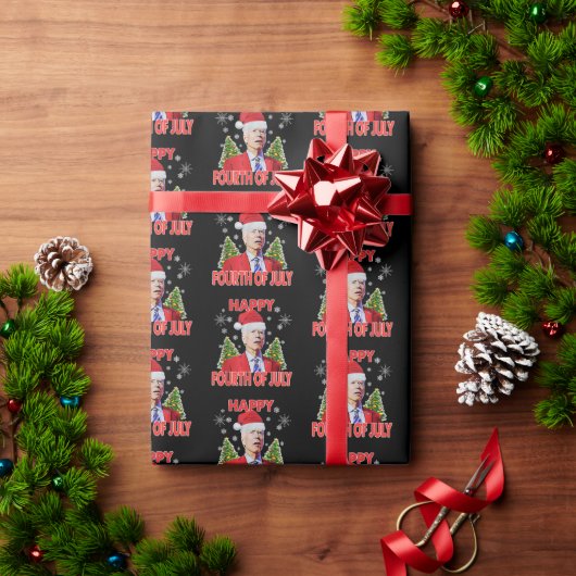 Papier Cadeau Père Noël Joe Biden Joyeux 4 juillet Noël drôle (Cadeau de vacances)