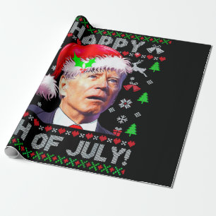Papier Cadeau Père Noël Joe Biden Joyeux Noël 4 juillet laid