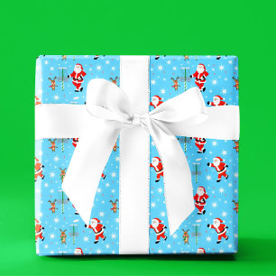 Papier Cadeau Père Noël jouant au disc golf de Noël