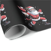 Papier Cadeau Père Noël Jouant au football américain Noël (Coin rond)