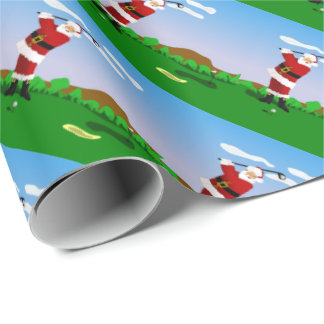 Papier Cadeau Père Noël jouant au golf