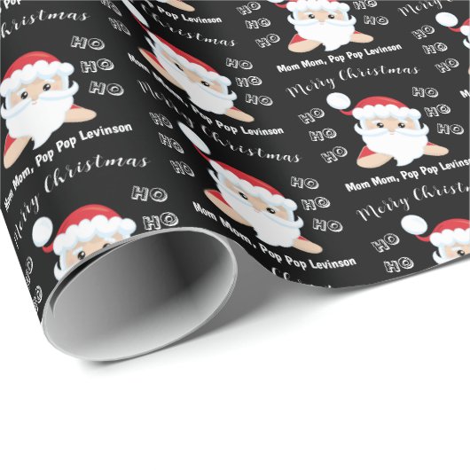 Papier Cadeau Père Noël Joyeux Noël Ho Ho Ho (Coin rond)