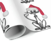 Papier Cadeau Père Noël Kitty Cat (Coin rond)