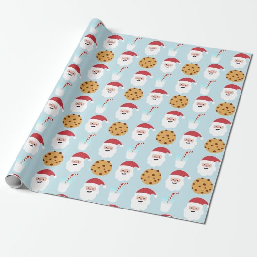 Papier Cadeau Père Noël Lait et biscuits Papier à enveloppement (Déroulé)