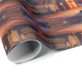 Papier Cadeau Père Noël livre des jouets pour enfants, des renne (Coin rond)