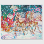 Papier Cadeau Père Noël Magique Cheval Sleigh Neige Nuit de Noël (Plat)