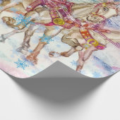 Papier Cadeau Père Noël Magique Cheval Sleigh Neige Nuit de Noël (Coin)