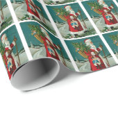Papier Cadeau Père Noël marchant (Coin rond)