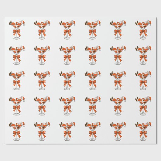 Papier Cadeau Père Noël Martini Coquette Girly Christmas Bow Fes (Plat)