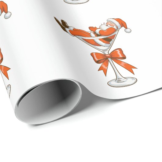 Papier Cadeau Père Noël Martini Coquette Girly Christmas Bow Fes (Coin rond)