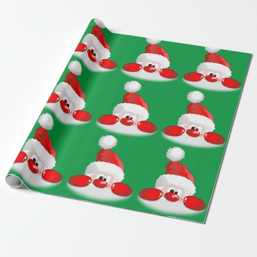 Papier Cadeau Père Noël mignon font face (Déroulé)