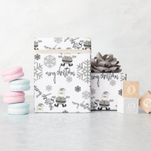 Papier Cadeau Père Noël moderne Houndstooth Snowflakes Motif