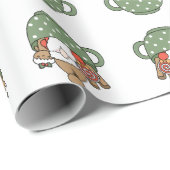 Papier Cadeau Père Noël moderne mignonne dans une tasse de Noël  (Coin rond)