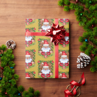 Papier Cadeau Père Noël Namaste Yoga Pose cadeau de Noël