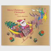 Papier Cadeau Père Noël Noël Joyeux Noël Sleigh Personnaliser (Plat)