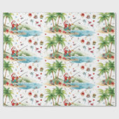 Papier Cadeau Père Noël Noël Pêche en été (Plat)