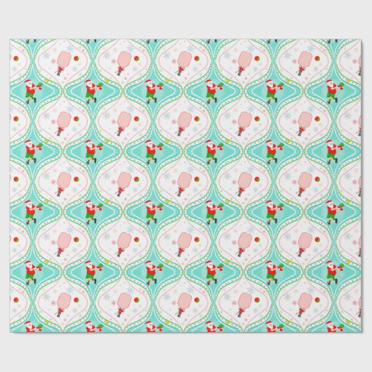 Papier Cadeau Père Noël Noël Pickleball Ogee Motif Wrapper P (Plat)