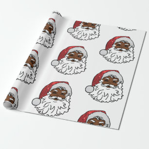 Papier Cadeau Père Noël noir à paillettes
