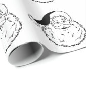 Papier Cadeau Père Noël noir et blanc vintage (Coin rond)