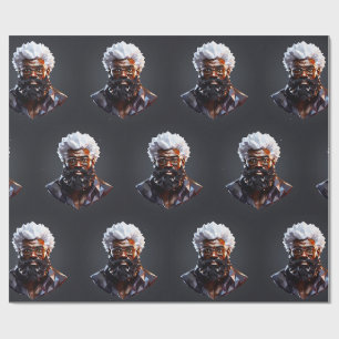 Papier Cadeau Père Noël noir Mélanine Noël 3D St. Nick