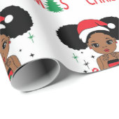 Papier Cadeau Père Noël Noir, Noël Melanin, Vilain Noël (Coin rond)