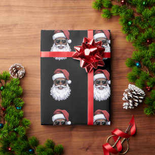 Papier Cadeau Père Noël Noir Xmas Santa Afro Afro-Américain